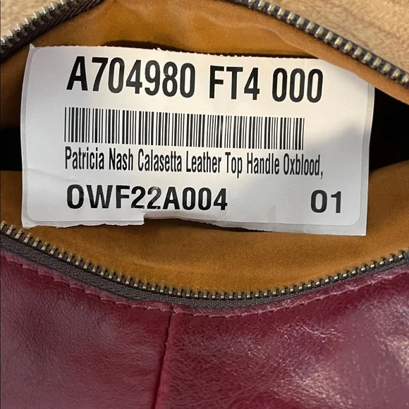Patricia Nash Calasetta Leather Top Handle Crossbody Satchel Oxblood